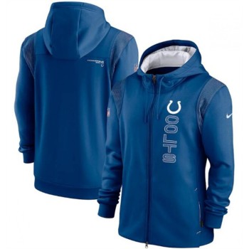 Men's Indianapolis Colts 2021 Royal Sideline Team Performance Full-Zip Hoodie Men's Indianapolis Colts 2021 Royal Sideline Team Performance Full-Zip Hoodie