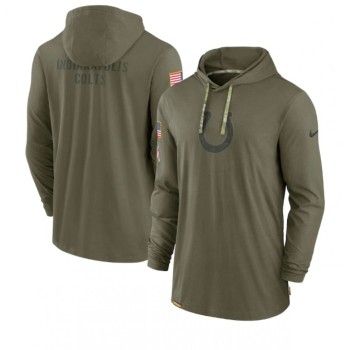 Men's Indianapolis Colts 2022 Olive Salute to Service Tonal Pullover Hoodie