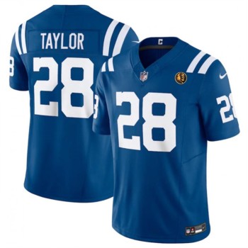 Men's Indianapolis Colts #28 Jonathan Taylor Blue 2023 F.U.S.E. With John Madden Patch Vapor Limited Stitched Football Jersey Men's Indianapolis Colts #28 Jonathan Taylor Blue 2023 F.U.S.E. With John Madden Patch Vapor Limited Stitched Football Jersey