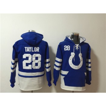 Men's Indianapolis Colts #28 Jonathan Taylor Blue/White Ageless Must-Have Lace-Up Pullover Hoodie Men's Indianapolis Colts #28 Jonathan Taylor Blue/White Ageless Must-Have Lace-Up Pullover Hoodie