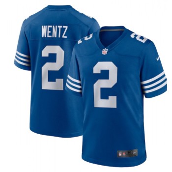 Men's Indianapolis Colts #2 Carson Wentz Royal 2021 Limited Stitched Jersey Men's Indianapolis Colts #2 Carson Wentz Royal 2021 Limited Stitched Jersey