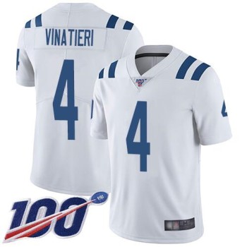 Men's Indianapolis Colts #4 Adam Vinatieri White 2019 100th Season Vapor Untouchable Limited Stitched NFL Jersey Men's Indianapolis Colts #4 Adam Vinatieri White 2019 100th Season Vapor Untouchable Limited Stitched NFL Jersey