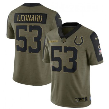 Men's Indianapolis Colts #53 Darius Leonard 2021 Olive Salute To Service Limited Stitched Jersey