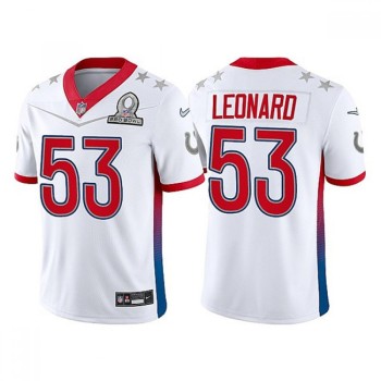 Men's Indianapolis Colts #53 Darius Leonard 2022 White AFC Pro Bowl Stitched Jersey Men's Indianapolis Colts #53 Darius Leonard 2022 White AFC Pro Bowl Stitched Jersey
