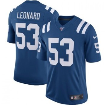 Men's Indianapolis Colts #53 Darius Leonard Blue 2019 100th Season Vapor Untouchable Limited Stitched NFL Jersey Men's Indianapolis Colts #53 Darius Leonard Blue 2019 100th Season Vapor Untouchable Limited Stitched NFL Jersey