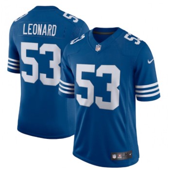 Men's Indianapolis Colts #53 Darius Leonard Royal 2021 Limited Stitched Jersey Men's Indianapolis Colts #53 Darius Leonard Royal 2021 Limited Stitched Jersey