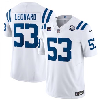 Men's Indianapolis Colts #53 Shaquille Leonard White 2023 F.U.S.E. 40th Anniversary With 4-Star C Patch Vapor Untouchable Limited Stitched Football Jersey Men's Indianapolis Colts #53 Shaquille Leonard White 2023 F.U.S.E. 40th Anniversary With 4-Star C Patch Vapor Untouchable Limited Stitched Football Jersey