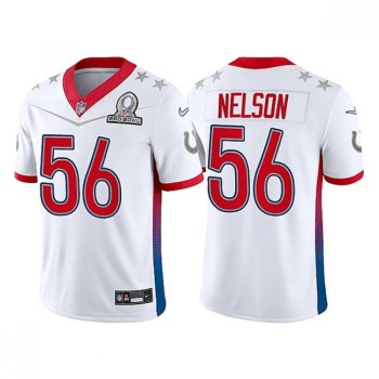 Men's Indianapolis Colts #56 Quenton Nelson 2022 White AFC Pro Bowl Stitched Jersey Men's Indianapolis Colts #56 Quenton Nelson 2022 White AFC Pro Bowl Stitched Jersey