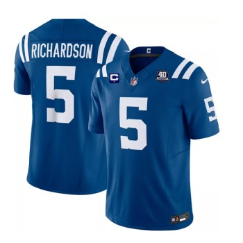 Men's Indianapolis Colts #5 Anthony Richardson Blue 2023 F.U.S.E. 40th Anniversary With 1-Star C Patch Vapor Untouchable Limited Stitched Football Jersey Men's Indianapolis Colts #5 Anthony Richardson Blue 2023 F.U.S.E. 40th Anniversary With 1-Star C Patch Vapor Untouchable Limited Stitched Football Jersey