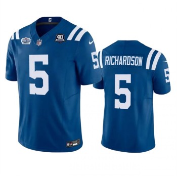 Men's Indianapolis Colts #5 Anthony Richardson Royal 2023 F.U.S.E. With Prem1ere Patch 40th Anniversary Vapor Untouchable Limited Stitched Football Jersey Men's Indianapolis Colts #5 Anthony Richardson Royal 2023 F.U.S.E. With Prem1ere Patch 40th Anniversary Vapor Untouchable Limited Stitched Football Jersey