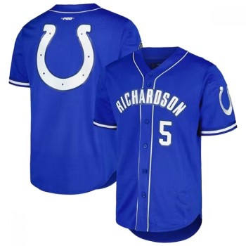 Men's Indianapolis Colts #5 Anthony Richardson Royal Stitched Baseball Jersey Men's Indianapolis Colts #5 Anthony Richardson Royal Stitched Baseball Jersey