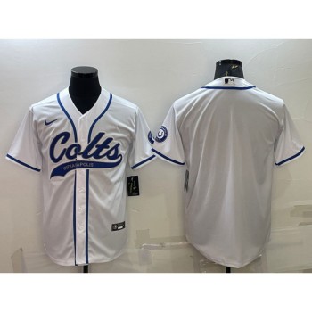 Men's Indianapolis Colts Blank White Cool Base Stitched Baseball Jersey Men's Indianapolis Colts Blank White Cool Base Stitched Baseball Jersey