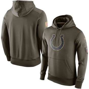 Men's Indianapolis Colts Olive Salute To Service KO Performance Hoodie