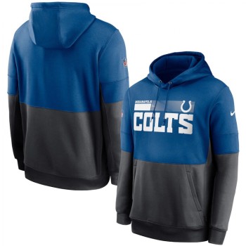 Men's Indianapolis Colts Royal/Charcoal Sideline Impact Lockup Performance Pullover Hoodie Men's Indianapolis Colts Royal/Charcoal Sideline Impact Lockup Performance Pullover Hoodie