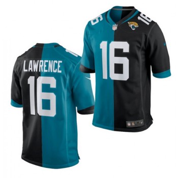 Men's Jacksonville Jaguars #16 Trevor Lawrence 2021 Teal & Black Draft Split Vapor Untouchable Limited Stitched Jersey Men's Jacksonville Jaguars #16 Trevor Lawrence 2021 Teal & Black Draft Split Vapor Untouchable Limited Stitched Jersey
