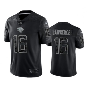 Men's Jacksonville Jaguars #16 Trevor Lawrence Black Reflective Limited Stitched Football Jersey Men's Jacksonville Jaguars #16 Trevor Lawrence Black Reflective Limited Stitched Football Jersey