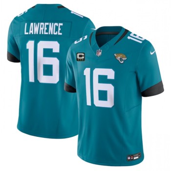 Men's Jacksonville Jaguars #16 Trevor Lawrence Teal 2023 F.U.S.E With 3- Star C Patch Vapor Untouchable Limited Stitched Jersey Men's Jacksonville Jaguars #16 Trevor Lawrence Teal 2023 F.U.S.E With 3- Star C Patch Vapor Untouchable Limited Stitched Jersey