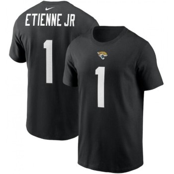 Men's Jacksonville Jaguars #1 Travis Etienne JR 2021 Black NFL Draft First Round Pick Player Name & Number T-Shirt Men's Jacksonville Jaguars #1 Travis Etienne JR 2021 Black NFL Draft First Round Pick Player Name & Number T-Shirt