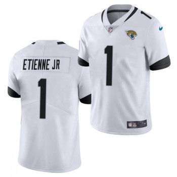 Men's Jacksonville Jaguars #1 Travis Etienne JR 2021 White Vapor Untouchable Limited Stitched Jersey Men's Jacksonville Jaguars #1 Travis Etienne JR 2021 White Vapor Untouchable Limited Stitched Jersey