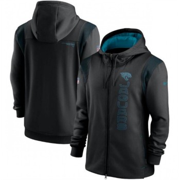 Men's Jacksonville Jaguars 2021 Black Sideline Team Performance Full-Zip Hoodie Men's Jacksonville Jaguars 2021 Black Sideline Team Performance Full-Zip Hoodie