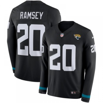 Men's Jacksonville Jaguars #20 Jalen Ramsey Black Therma Long Sleeve Stitched NFL Jersey Men's Jacksonville Jaguars #20 Jalen Ramsey Black Therma Long Sleeve Stitched NFL Jersey