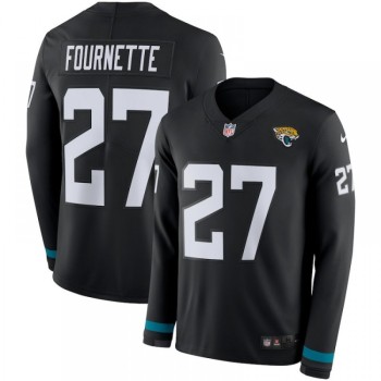Men's Jacksonville Jaguars #27 Leonard Fournette Black Therma Long Sleeve Stitched NFL Jersey Men's Jacksonville Jaguars #27 Leonard Fournette Black Therma Long Sleeve Stitched NFL Jersey