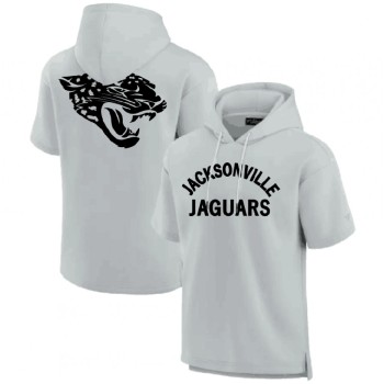 Men's Jacksonville Jaguars Gray Super Soft Fleece Short Sleeve Hoodie Men's Jacksonville Jaguars Gray Super Soft Fleece Short Sleeve Hoodie