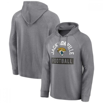 Men's Jacksonville Jaguars Heathered Gray No Time Off Raglan Pullover Hoodie Men's Jacksonville Jaguars Heathered Gray No Time Off Raglan Pullover Hoodie