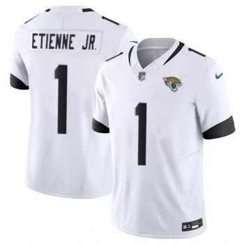 Men's Jacksonville Jaguars #1 Travis Etienne Jr. White 2023 F.U.S.E Vapor Untouchable Limited Stitched Jersey Men's Jacksonville Jaguars #1 Travis Etienne Jr. White 2023 F.U.S.E Vapor Untouchable Limited Stitched Jersey