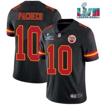 Men's Kansas City Chiefs #10 Isiah Pacheco Black Super Bowl LVII Patch Vapor Untouchable Limited Stitched Jersey Men's Kansas City Chiefs #10 Isiah Pacheco Black Super Bowl LVII Patch Vapor Untouchable Limited Stitched Jersey