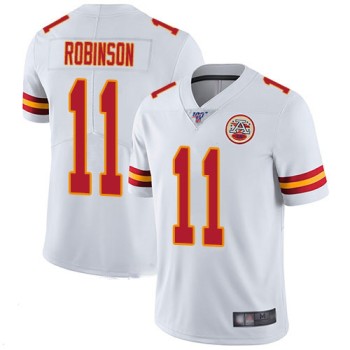 Men's Kansas City Chiefs #11 Demarcus Robinson White 100th Season Vapor Untouchable Limited Stitched Jersey Men's Kansas City Chiefs #11 Demarcus Robinson White 100th Season Vapor Untouchable Limited Stitched Jersey