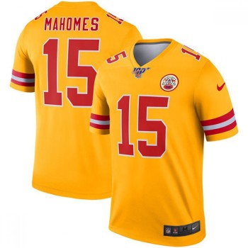 Men's Kansas City Chiefs #15 Patrick Mahomes 2019 100th Season Gold Inverted Legend Stitched NFL Jersey Men's Kansas City Chiefs #15 Patrick Mahomes 2019 100th Season Gold Inverted Legend Stitched NFL Jersey