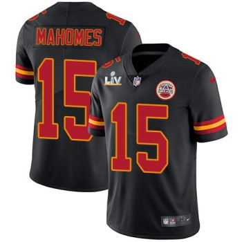 Men's Kansas City Chiefs #15 Patrick Mahomes Black 2021 Super Bowl LV Stitched NFL Jersey Men's Kansas City Chiefs #15 Patrick Mahomes Black 2021 Super Bowl LV Stitched NFL Jersey