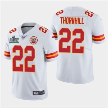 Men's Kansas City Chiefs #22 Juan Thornhill White Super Bowl LIV With 100th Season Patch Vapor Untouchable Limited Stitched NFL Jersey Men's Kansas City Chiefs #22 Juan Thornhill White Super Bowl LIV With 100th Season Patch Vapor Untouchable Limited Stitched NFL Jersey