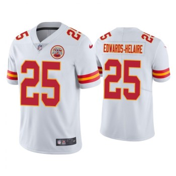 Men's Kansas City Chiefs #25 Clyde Edwards-Helaire White Vapor Untouchable Limited Stitched Jersey Men's Kansas City Chiefs #25 Clyde Edwards-Helaire White Vapor Untouchable Limited Stitched Jersey