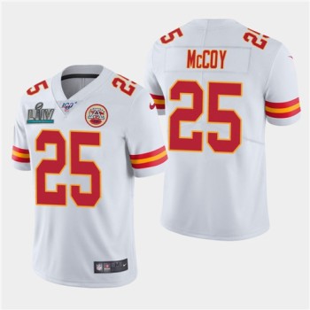 Men's Kansas City Chiefs #25 LeSean McCoy White Super Bowl LIV With 100th Season Patch Vapor Untouchable Limited Stitched NFL Jersey Men's Kansas City Chiefs #25 LeSean McCoy White Super Bowl LIV With 100th Season Patch Vapor Untouchable Limited Stitched NFL Jersey