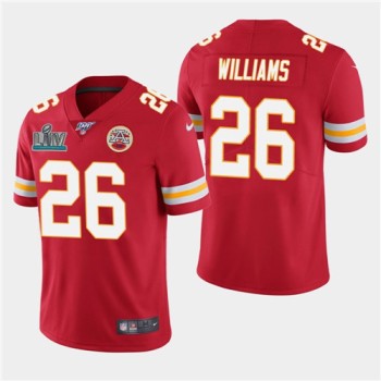 Men's Kansas City Chiefs #26 Damien Williams Red Super Bowl LIV With 100th Season Patch Vapor Untouchable Limited Stitched NFL Jersey Men's Kansas City Chiefs #26 Damien Williams Red Super Bowl LIV With 100th Season Patch Vapor Untouchable Limited Stitched NFL Jersey