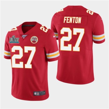 Men's Kansas City Chiefs #27 Rashad Fenton Red Super Bowl LIV With 100th Season Patch Vapor Untouchable Limited Stitched NFL Jersey Men's Kansas City Chiefs #27 Rashad Fenton Red Super Bowl LIV With 100th Season Patch Vapor Untouchable Limited Stitched NFL Jersey