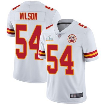 Men's Kansas City Chiefs #54 Damien Wilson White 2021 Super Bowl LV Stitched NFL Jersey Men's Kansas City Chiefs #54 Damien Wilson White 2021 Super Bowl LV Stitched NFL Jersey