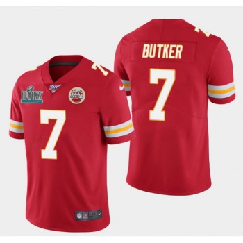 Men's Kansas City Chiefs #7 Harrison Butker Red Super Bowl LIV With 100th Season Patch Vapor Untouchable Limited Stitched Jersey Men's Kansas City Chiefs #7 Harrison Butker Red Super Bowl LIV With 100th Season Patch Vapor Untouchable Limited Stitched Jersey