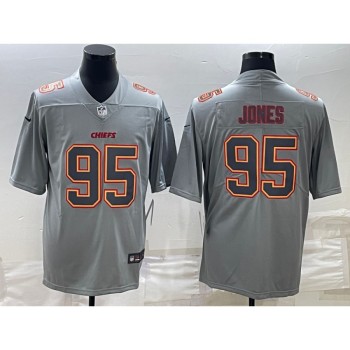 Men's Kansas City Chiefs #95 Chris Jones Gray Atmosphere Fashion Stitched Jersey Men's Kansas City Chiefs #95 Chris Jones Gray Atmosphere Fashion Stitched Jersey