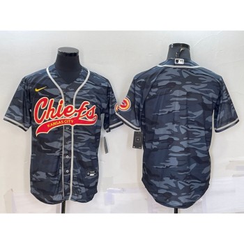Men's Kansas City Chiefs Blank Grey Camo With Patch Cool Base Stitched Baseball Jersey Men's Kansas City Chiefs Blank Grey Camo With Patch Cool Base Stitched Baseball Jersey