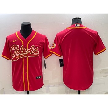 Men's Kansas City Chiefs Blank Red Cool Base Stitched Baseball Jersey Men's Kansas City Chiefs Blank Red Cool Base Stitched Baseball Jersey