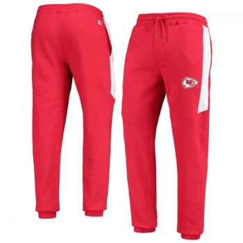 Men's Kansas City Chiefs Starter Red /White Goal Post Fleece Pants Men's Kansas City Chiefs Starter Red /White Goal Post Fleece Pants