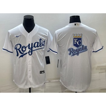 Men's Kansas City Royals White Team Big Logo Cool Base Stitched Jersey