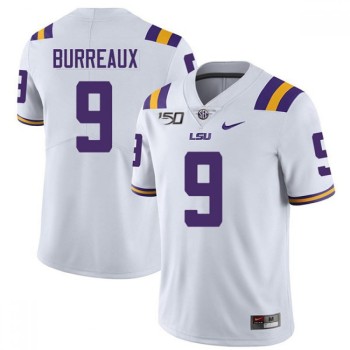 Men's LSU Tigers #9 Joe Burreaux White With 150th Patch Limited Stitched NCAA Jersey Men's LSU Tigers #9 Joe Burreaux White With 150th Patch Limited Stitched NCAA Jersey