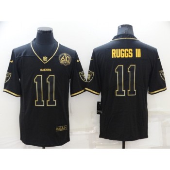 Men's Las Vegas Raiders #11 Henry Ruggs III Black/Gold With 60th Anniversary Patch Vapor Limited Stitched Jersey Men's Las Vegas Raiders #11 Henry Ruggs III Black/Gold With 60th Anniversary Patch Vapor Limited Stitched Jersey