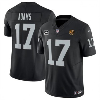 Men's Las Vegas Raiders #17 Davante Adams Black 2023 F.U.S.E. With 4-star C Patch And John Madden Patch Vapor Limited Stitched Football Jersey Men's Las Vegas Raiders #17 Davante Adams Black 2023 F.U.S.E. With 4-star C Patch And John Madden Patch Vapor Limited Stitched Football Jersey