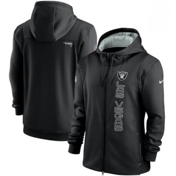 Men's Las Vegas Raiders 2021 Black Sideline Team Performance Full-Zip Hoodie Men's Las Vegas Raiders 2021 Black Sideline Team Performance Full-Zip Hoodie