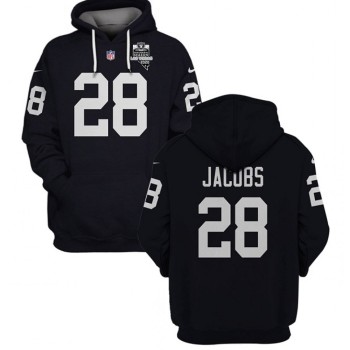 Men's Las Vegas Raiders #28 Josh Jacobs 2021 Inaugural Patch Black Pullover Hoodie Men's Las Vegas Raiders #28 Josh Jacobs 2021 Inaugural Patch Black Pullover Hoodie